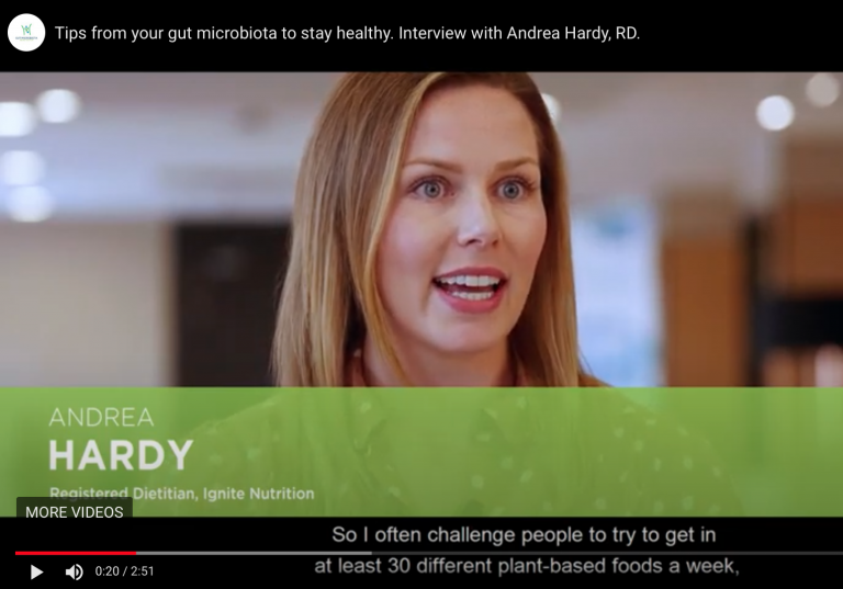 Andrea Hardy, registered dietitian and Canada's gut health expert talks to gut microbiota for health at their annual summit to discuss taking care of your gut microbiota!
