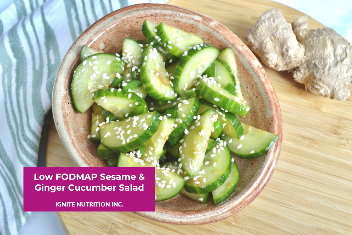 Low FODMAP Sesame & Ginger Cucumber Salad Ignite Nutrition